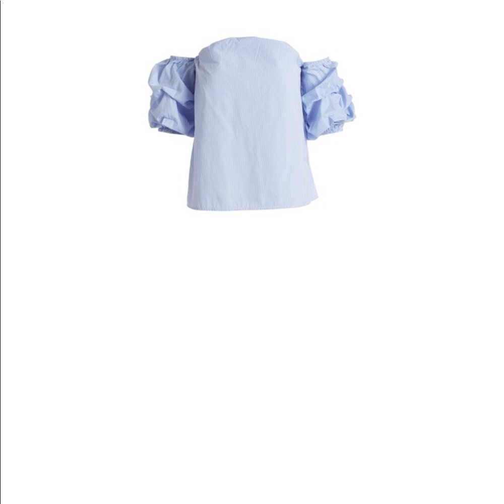 Blue Ruffle Off-Shoulder Top - Picture 2 of 3